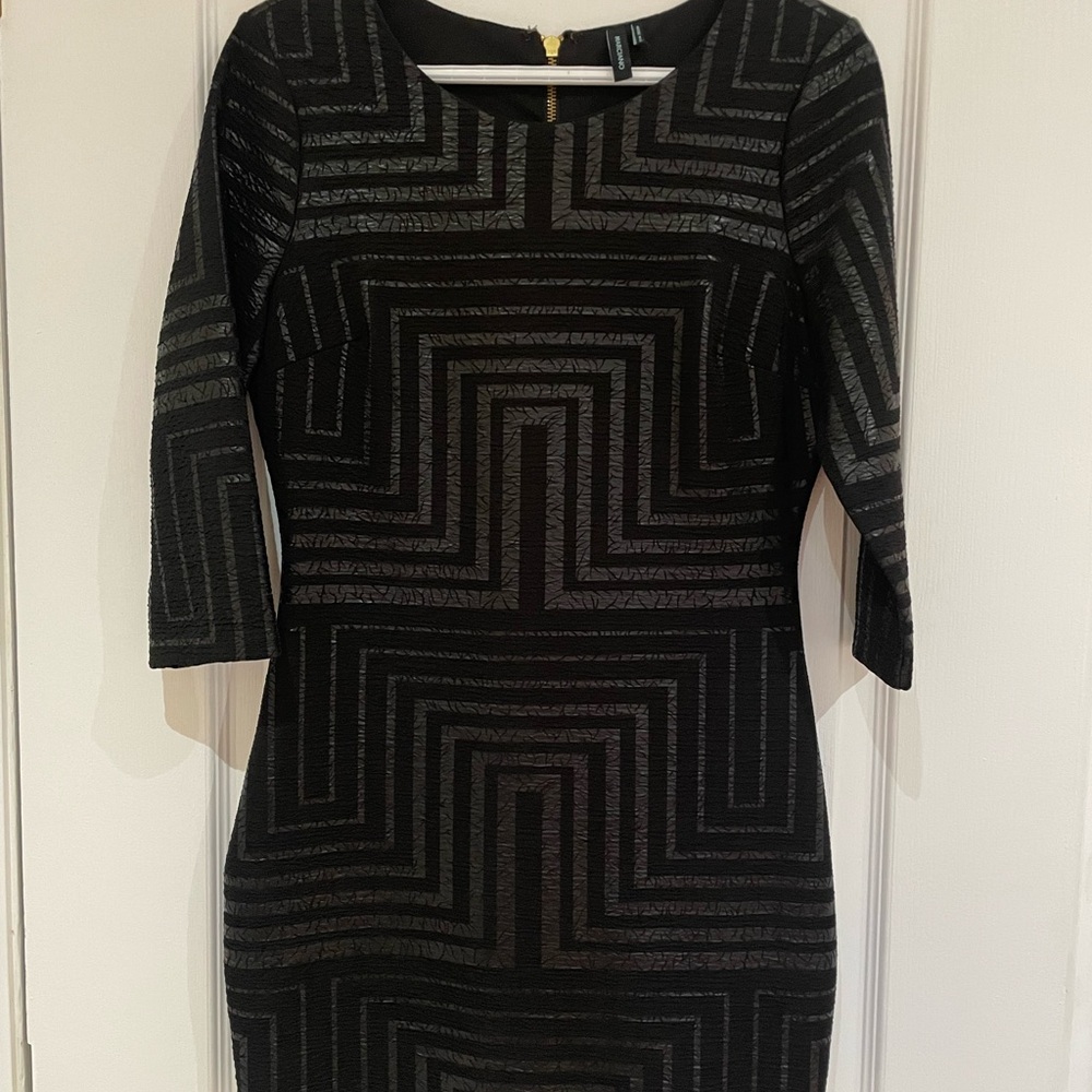 Marciano Black Patterned Long Sleeve Dress